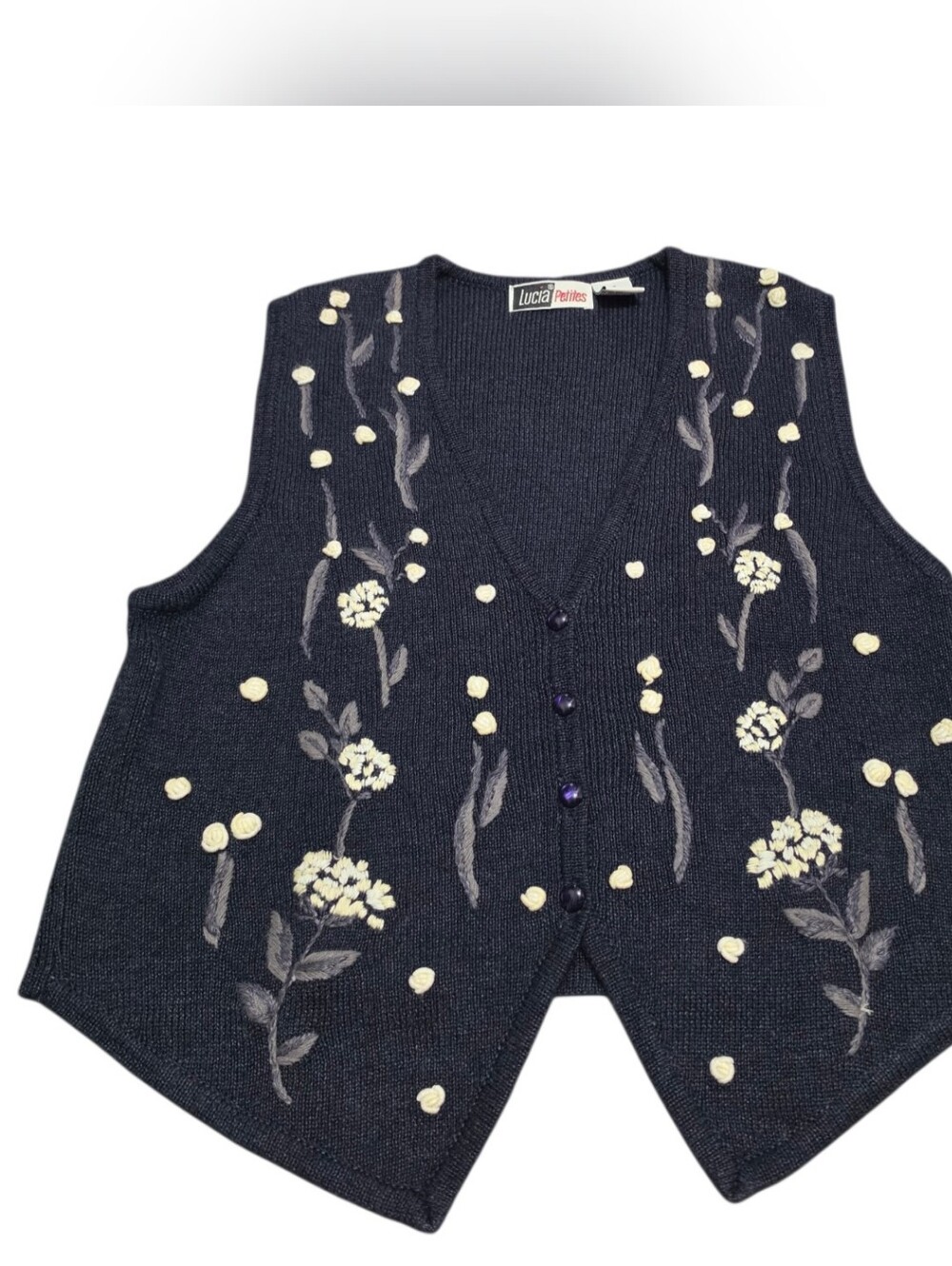 Womens Vintage Boho Embroidered Vest Size PS Floral Folk Artsy Dark Academia